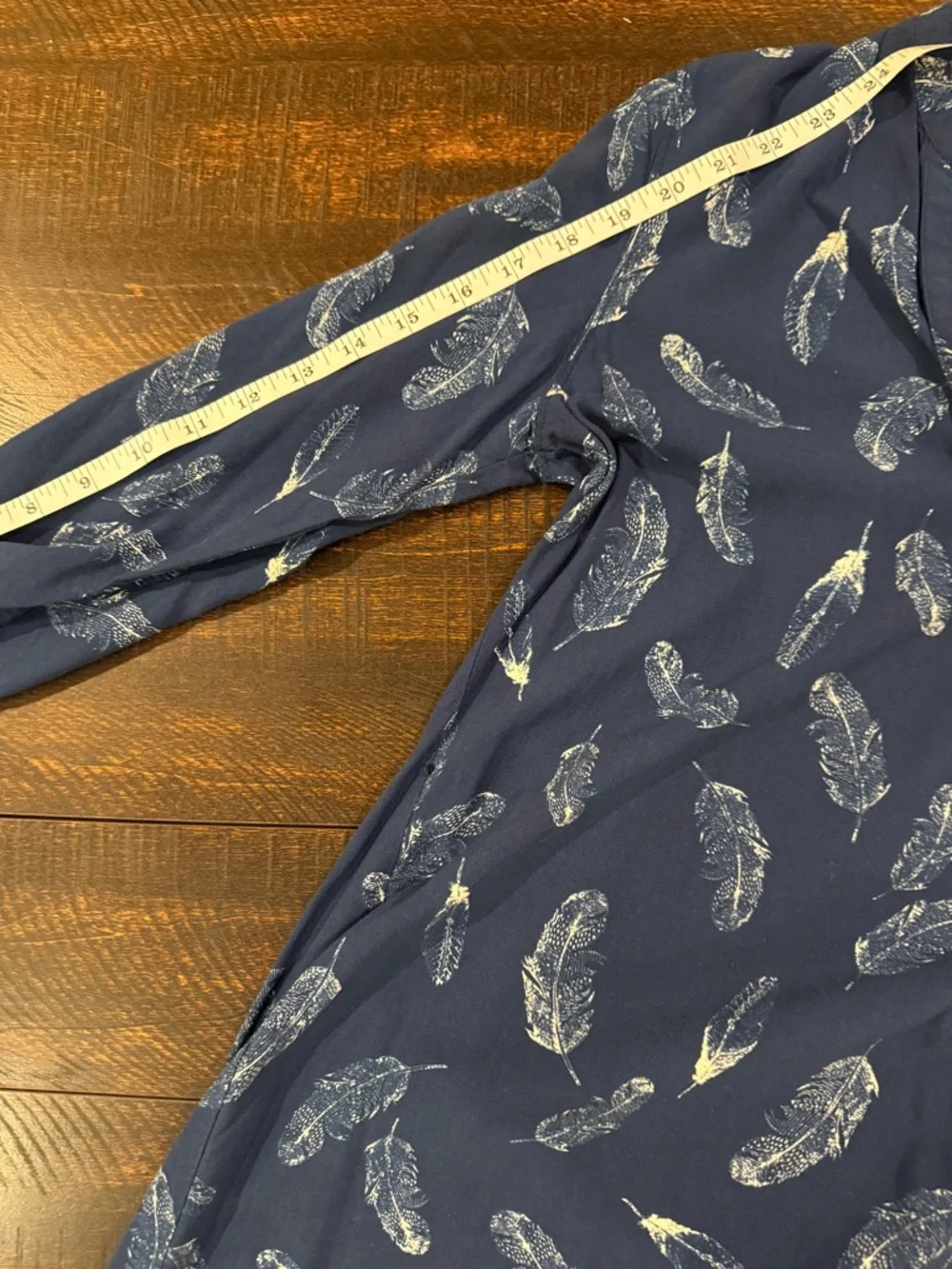 Banana Republic Feather Print Tunic Dress Blue Long Sleeve Size 6 - Picture 11 of 13